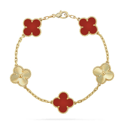 [Stellar Jewelry] CLOVER 5 MOTIF RED CORNELIAN BRACELET COLLECTION