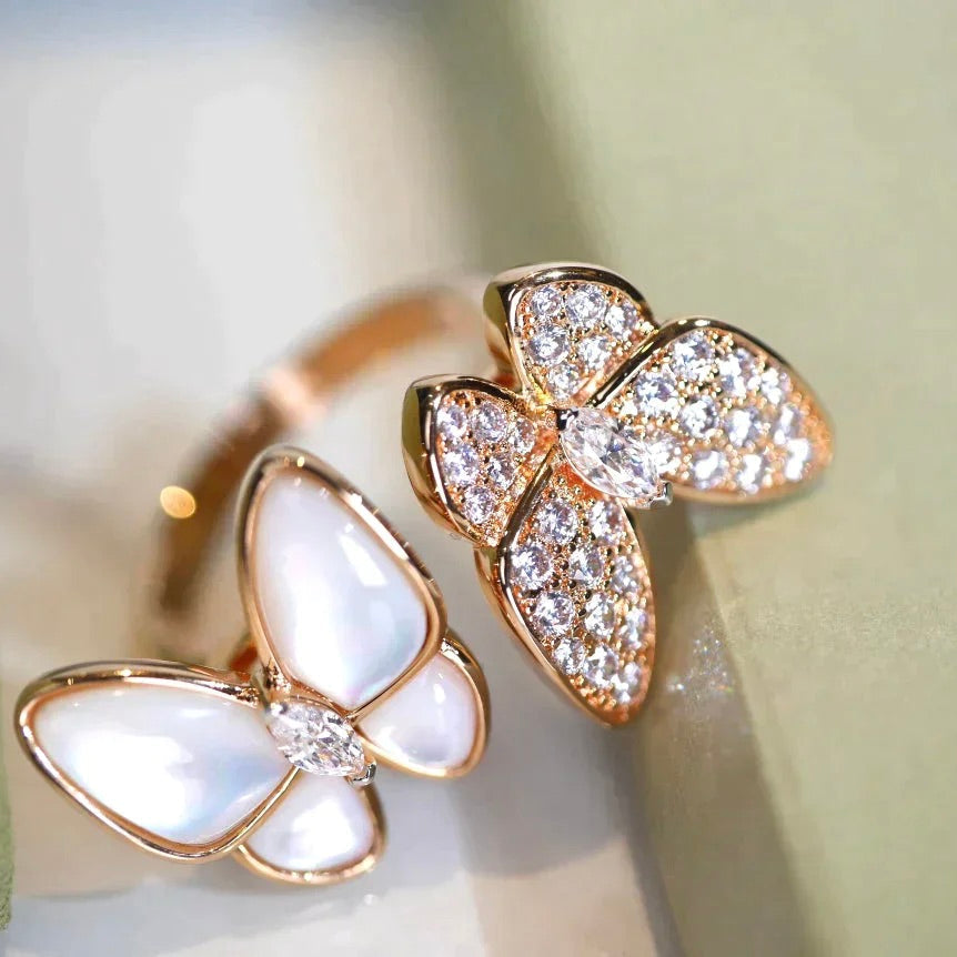 [Stellar Jewelry]TWIN BUTTERFLY DIAMOND MOP RING