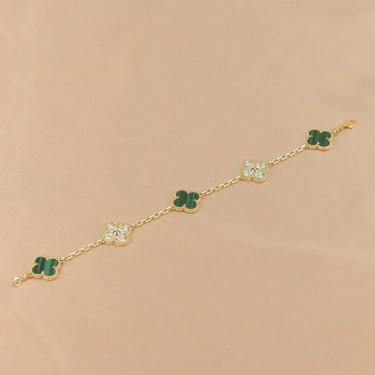 [Stellar Jewelry] CLOVER 5 MOTIF MALACHITE BRACELET COLLECTION