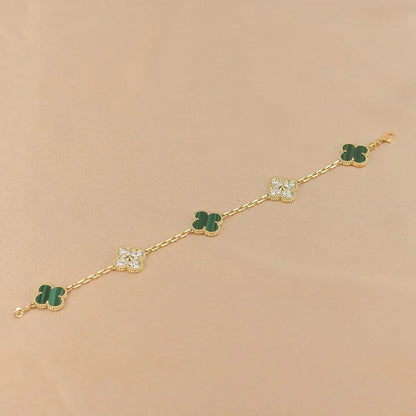 [Stellar Jewelry] CLOVER 5 MOTIF MALACHITE BRACELET COLLECTION