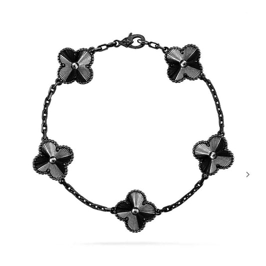 [Stellar Jewelry]CLOVER 5 MOTIF BLACK BRACELET