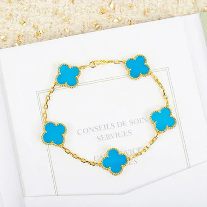 [Stellar Jewelry] CLOVER 5 MOTIF TURQUOISE BRACELET COLLECTION