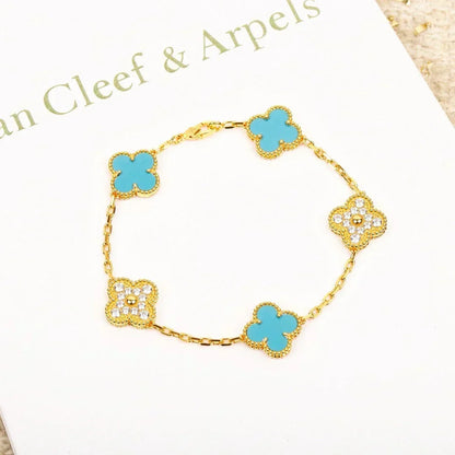 [Stellar Jewelry] CLOVER 5 MOTIF TURQUOISE BRACELET COLLECTION