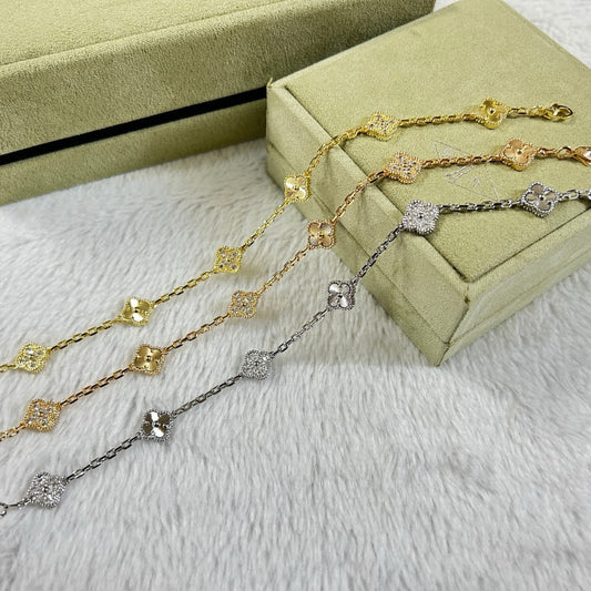 [Stellar Jewelry]CLOVER 6 MOTIF DIAMOND LASER BRACELET