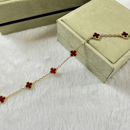 [Stellar Jewelry]CLOVER 6 MOTIF RED AGATE BRACELET