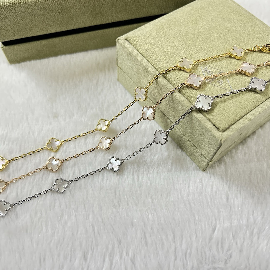 [Stellar Jewelry]CLOVER 6 MOTIF WHITE MOP BRACELET