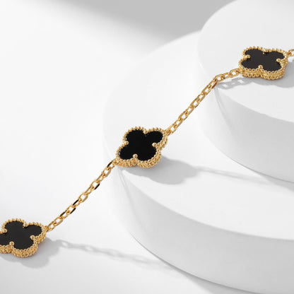 [Stellar Jewelry]CLOVER 10 MOTIFS ONYX NECKLACE
