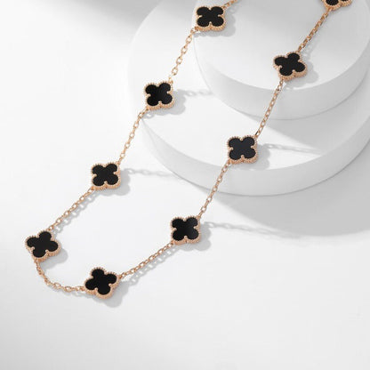 [Stellar Jewelry]CLOVER 10 MOTIFS ONYX NECKLACE