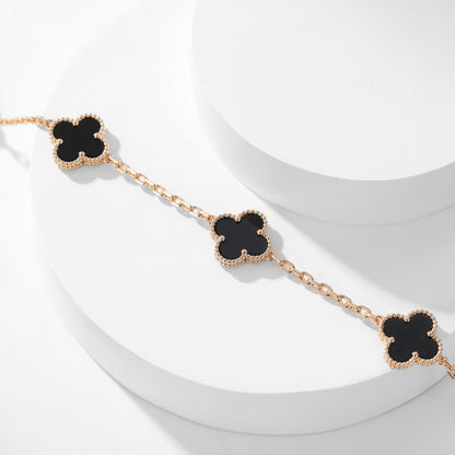 [Stellar Jewelry]CLOVER 10 MOTIFS ONYX NECKLACE