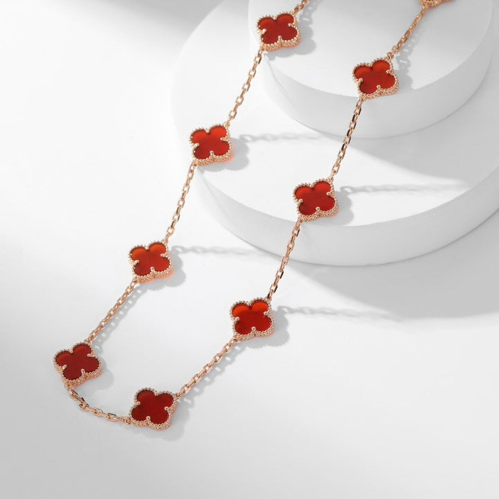 [Stellar Jewelry]CLOVER 10 MOTIFS CARNELIAN NECKLACE