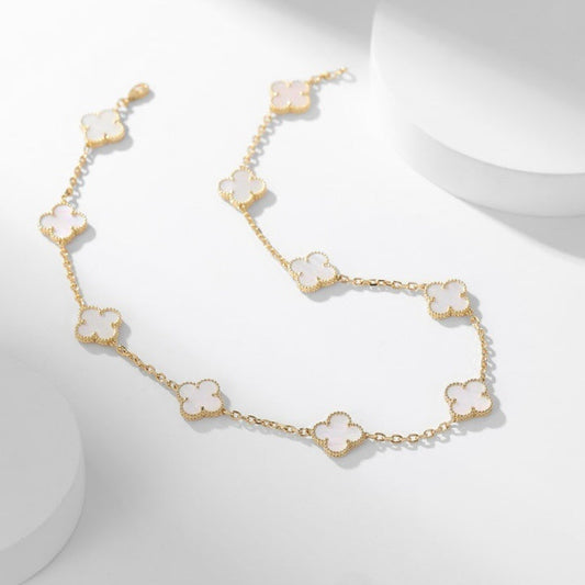 [Stellar Jewelry]CLOVER 10 MOTIFS WHITE MOTHER OF PEARL NECKLACE