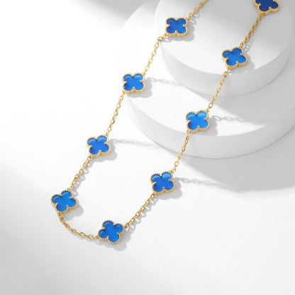 [Stellar Jewelry]CLOVER 10 MOTIFS BLUE AGATE NECKLACE