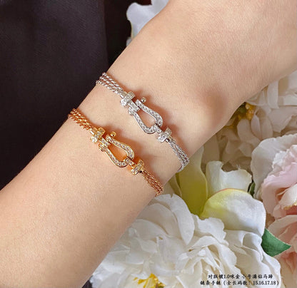 [Stellar Jewelry]FORCE SMALL HORSESHOE  DIAMOND CHAIN ROPE BRACELET