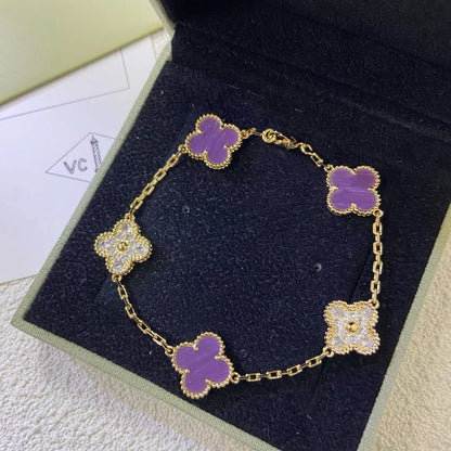 [Stellar Jewelry] CLOVER 5 MOTIF VIOLET BRACELET COLLECTION