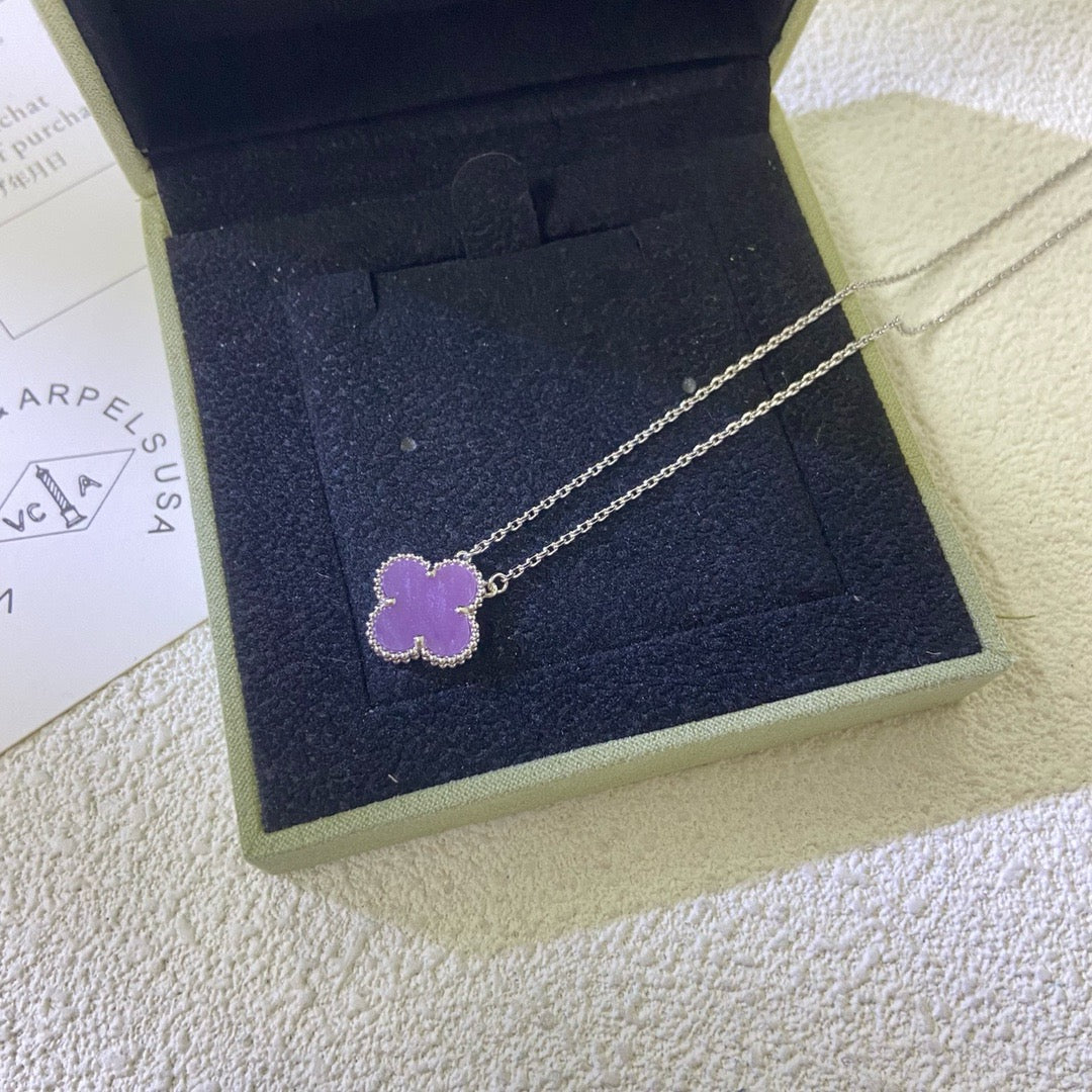 [Stellar Jewelry Jewelry]CLOVER 15MM  PURPLE VIOLET NECKLACE