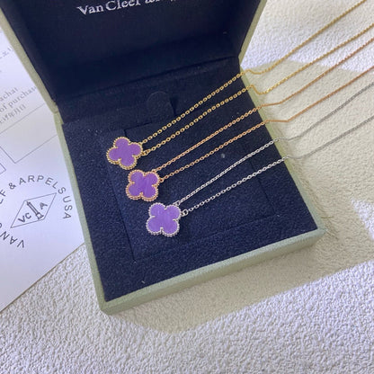 [Stellar Jewelry Jewelry]CLOVER 15MM  PURPLE VIOLET NECKLACE