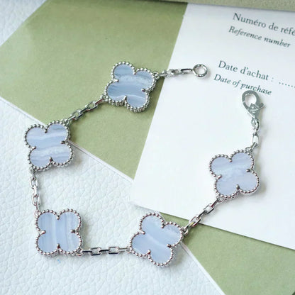 [Stellar Jewelry] CLOVER 5 MOTIF PURPLE CHALCEDONY BRACELET COLLECTION