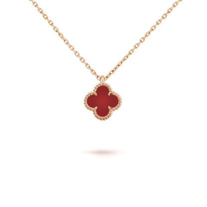 [Stellar Jewelry]CLOVER MINI 9.5MM WHITE CARNELIANS NECKLACE