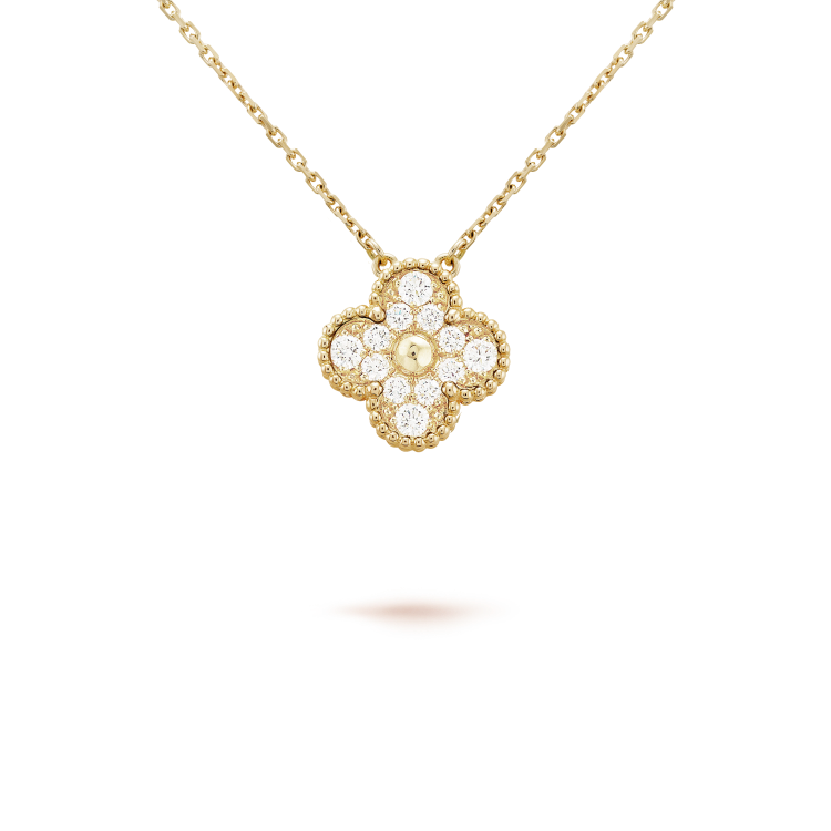 [Stellar Jewelry]CLOVER 15MM DIAMOND SINGLE FLOWER NECKLACE