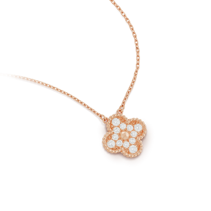 [Stellar Jewelry]CLOVER 15MM DIAMOND SINGLE FLOWER NECKLACE
