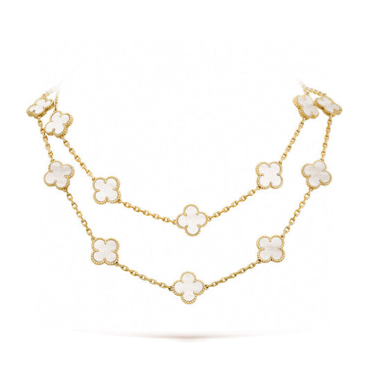 [Stellar Jewelry]CLOVER 20 MOTIFS WHITE MOP NECKLACE