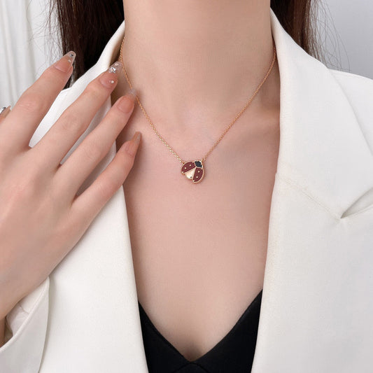 [Stellar Jewelry]LUCKY  CARNELIANS LADYBUG NECKLACE