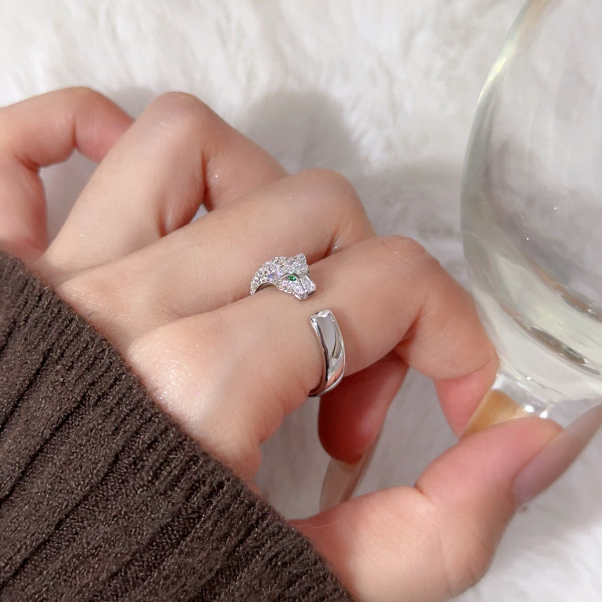 [Stellar Jewelry]PANTHERE HALF DIAMOND SMALL RING