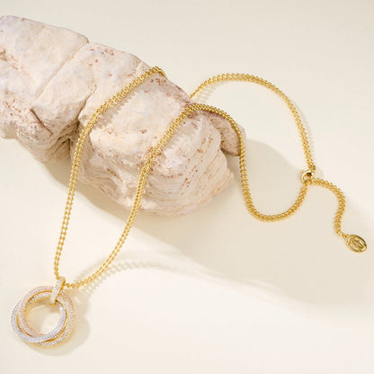 [Stellar Jewelry]TRINITY LARGE FULL DIAMOND  NECKLACE