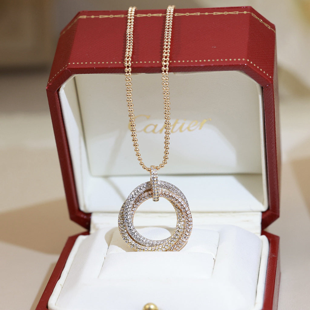 [Stellar Jewelry]TRINITY LARGE FULL DIAMOND  NECKLACE