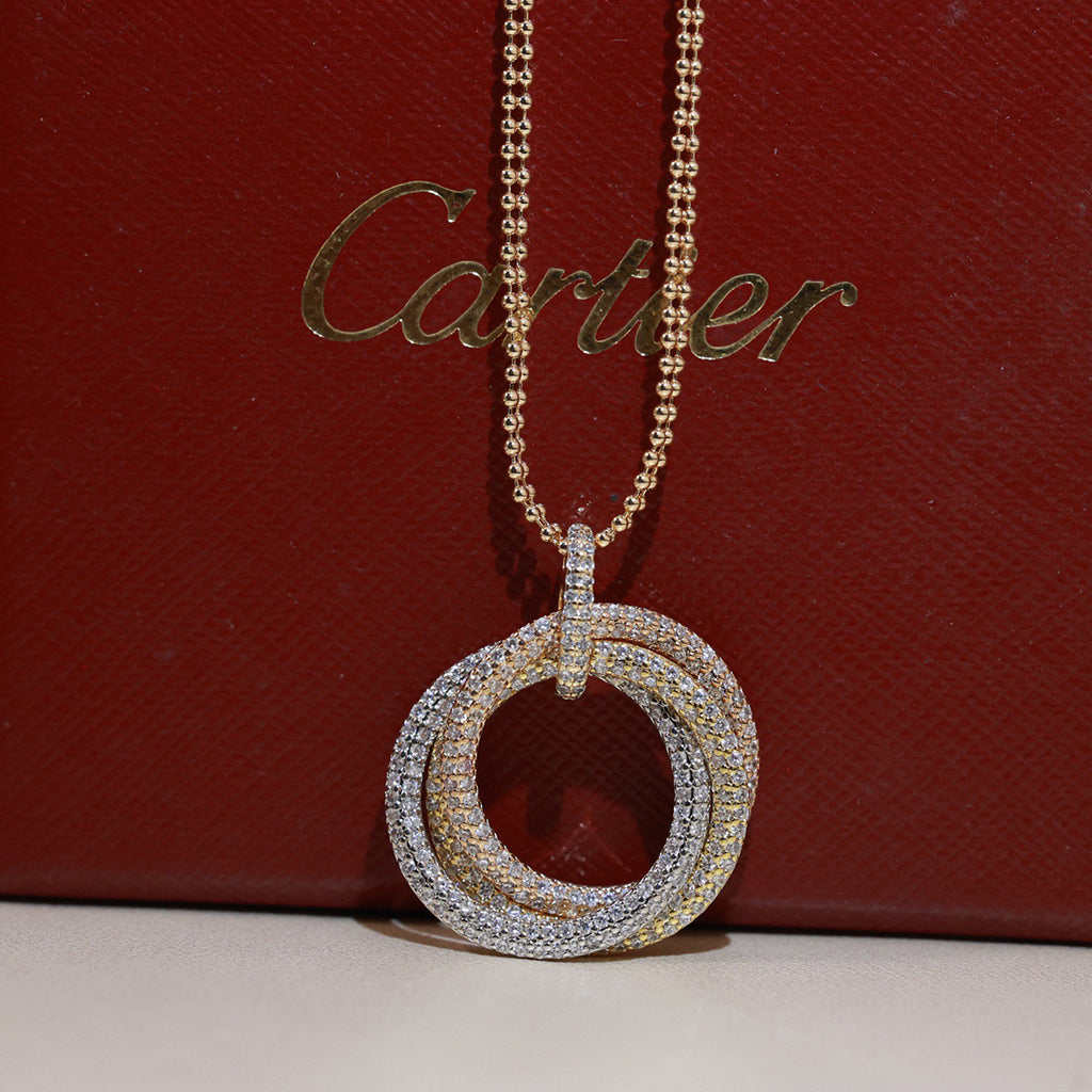 [Stellar Jewelry]TRINITY LARGE FULL DIAMOND  NECKLACE