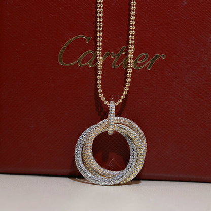 [Stellar Jewelry]TRINITY LARGE FULL DIAMOND  NECKLACE