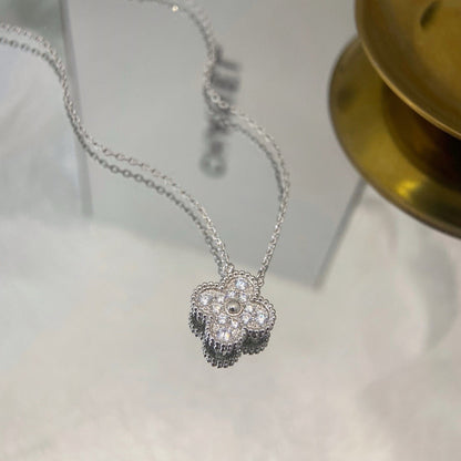 [Stellar Jewelry]CLOVER 15MM DIAMOND SINGLE FLOWER NECKLACE