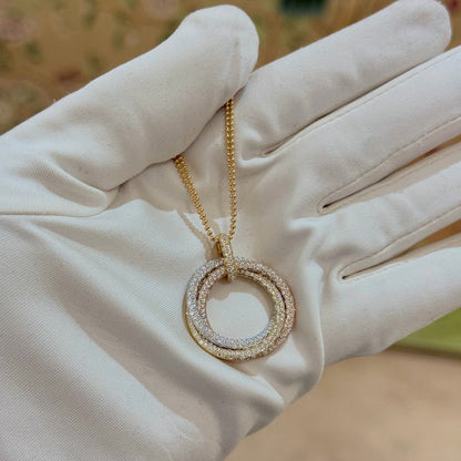 [Stellar Jewelry]TRINITY LARGE FULL DIAMOND  NECKLACE