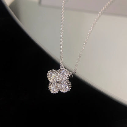[Stellar Jewelry]CLOVER 15MM DIAMOND SINGLE FLOWER NECKLACE