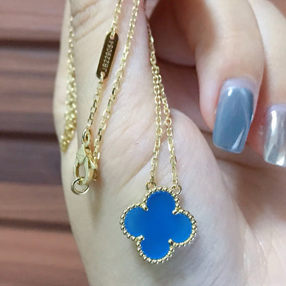 [Stellar Jewelry]CLOVER 15MM BLUE AGATE NECKLACE