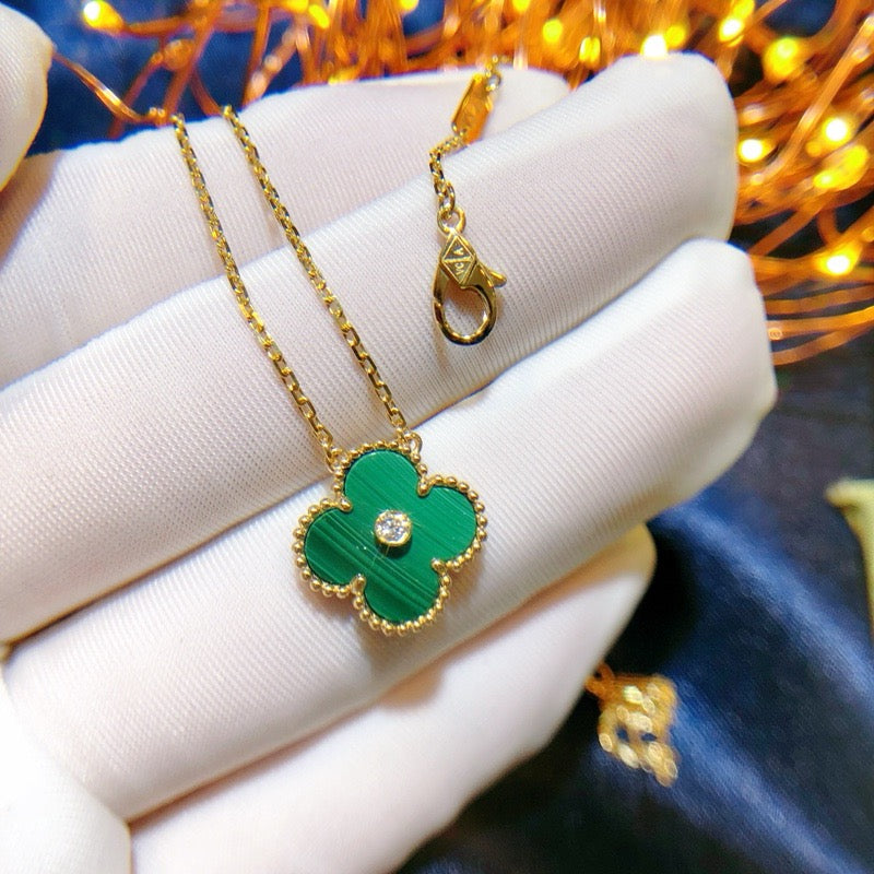 [Stellar Jewelry]CLOVER 15MM DIAMOND TURQUOISE NECKLACE