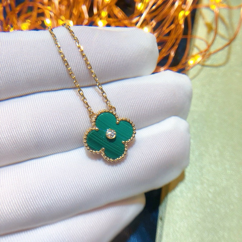 [Stellar Jewelry]CLOVER 15MM DIAMOND TURQUOISE NECKLACE