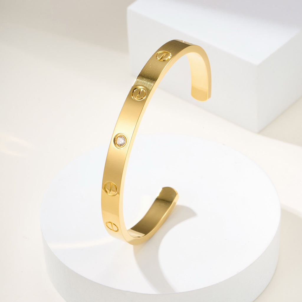 [Stellar Jewelry]LOVE BRACELET 6.1MM 1 DIAMOND OPEN CUFF