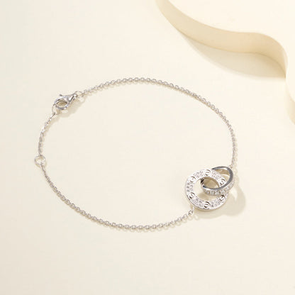 [Stellar Jewelry]LOVE DOUBLE RING FULL DIAMOND BRACELET