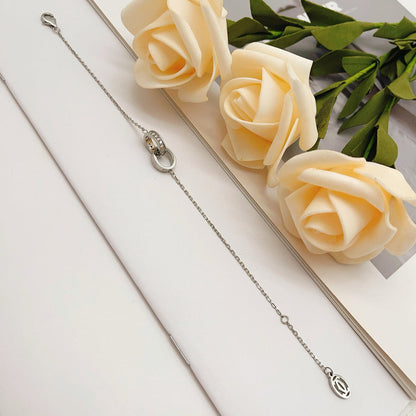 [Stellar Jewelry]LOVE DOUBLE RING HALF DIAMOND BRACELET