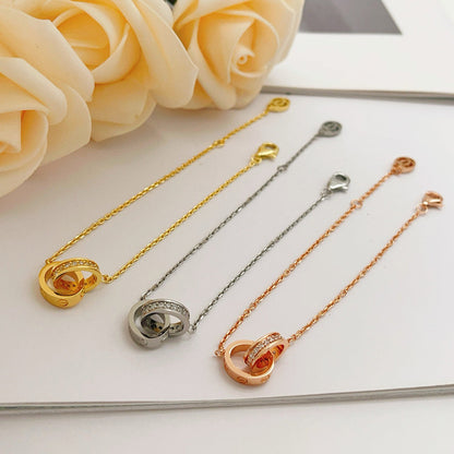 [Stellar Jewelry]LOVE DOUBLE RING HALF DIAMOND BRACELET