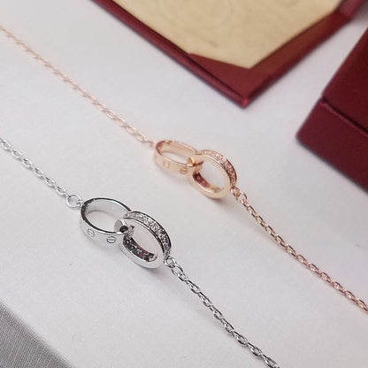 [Stellar Jewelry]LOVE DOUBLE RING HALF DIAMOND BRACELET