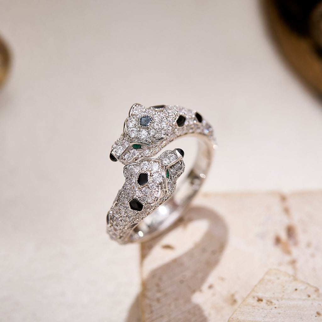 [Stellar Jewelry]PANTHERE DOUBLE HEADED FULL DIAMOND  RING
