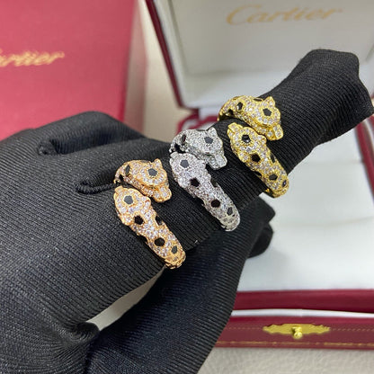 [Stellar Jewelry]PANTHERE DOUBLE HEADED FULL DIAMOND  RING