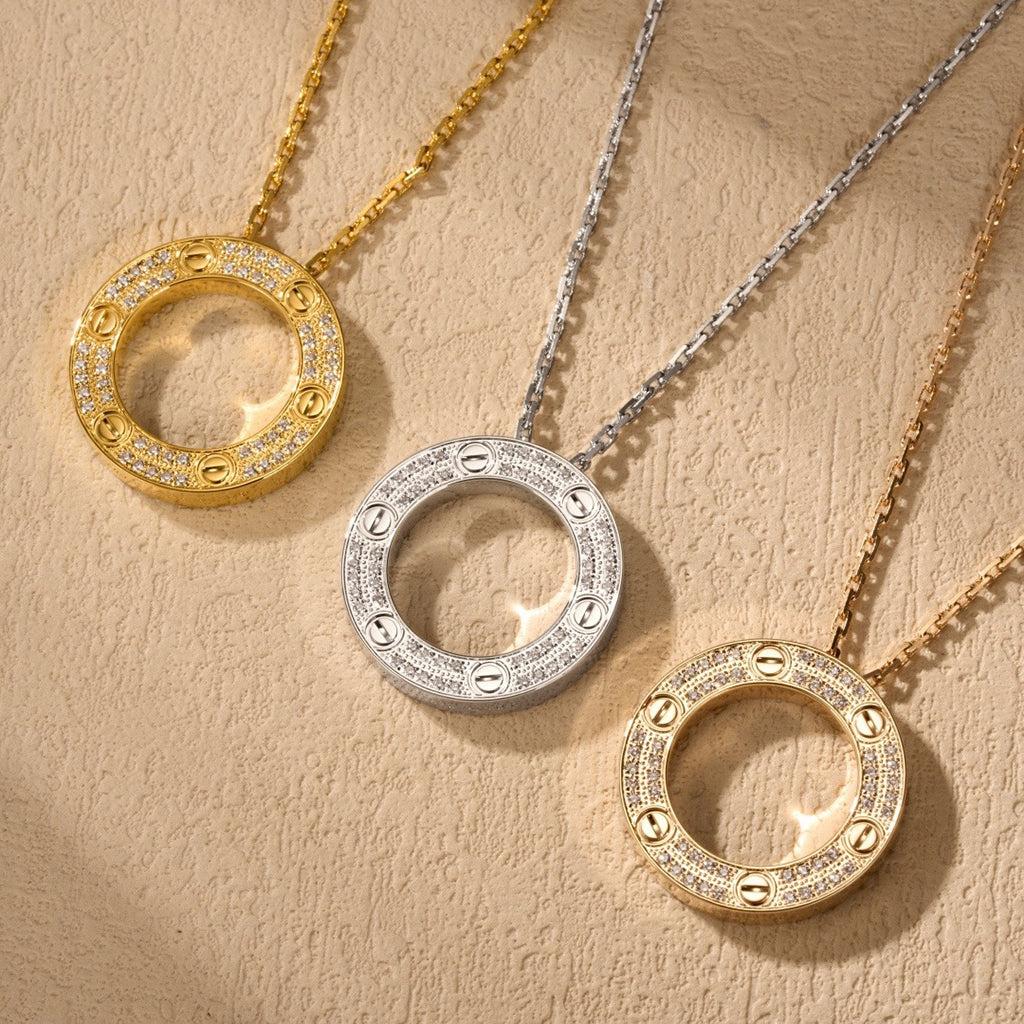 [Stellar Jewelry]LOVE NECKLACE 16MM  FULL DIAMOND