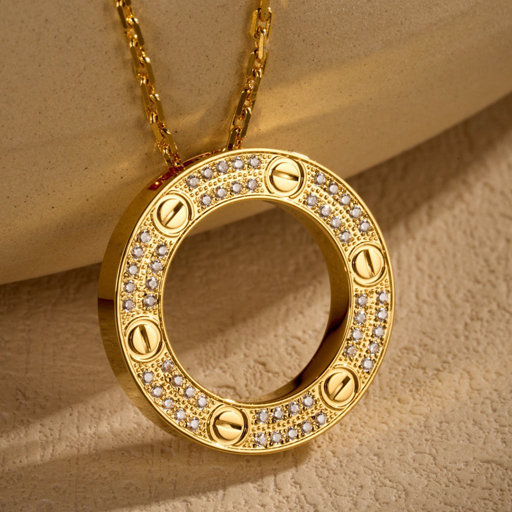 [Stellar Jewelry]LOVE NECKLACE 16MM  FULL DIAMOND