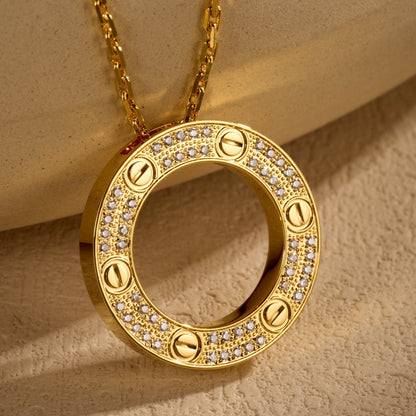 [Stellar Jewelry]LOVE NECKLACE 16MM  FULL DIAMOND