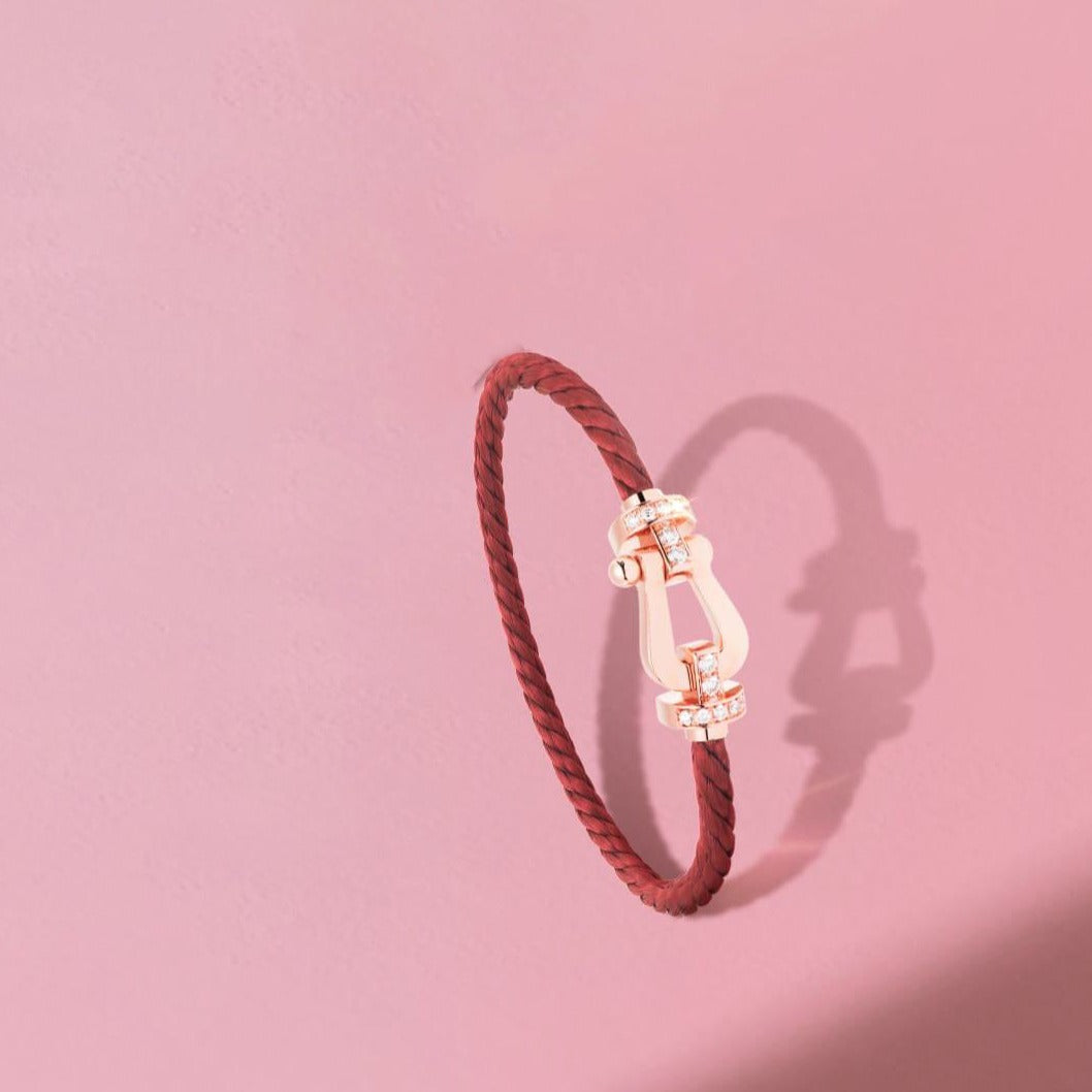 [Stellar Jewelry]FORCE 10 HALF DIAMOND PINK GOLD RED CORDERI LARGE AND MEDIUM MODEL