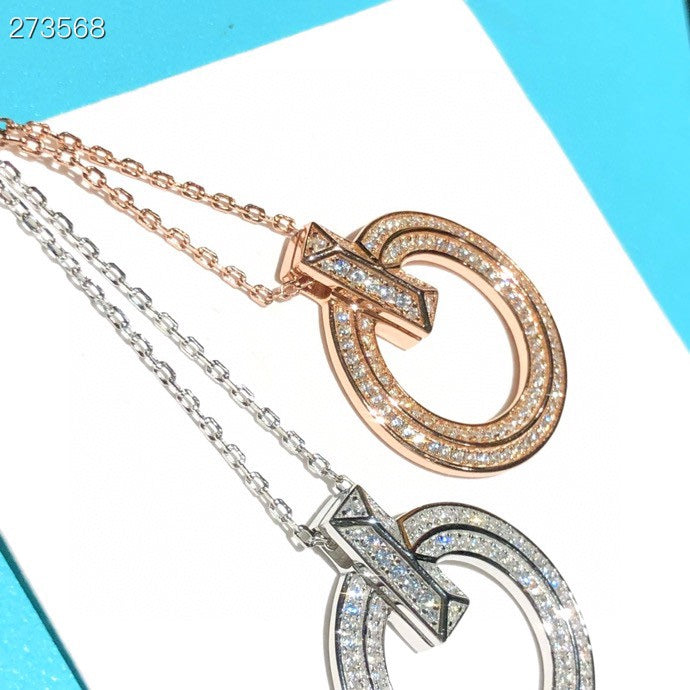 [Stellar jewels]T1 CIRCLE DIAMOND PAVED MEDIUM NECKLACE