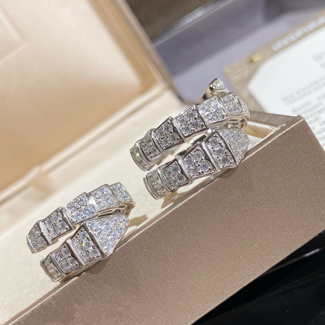 [Stellar Jewelry]SERPENTI DOUBLE RING SILVER DIAMOND PAVED